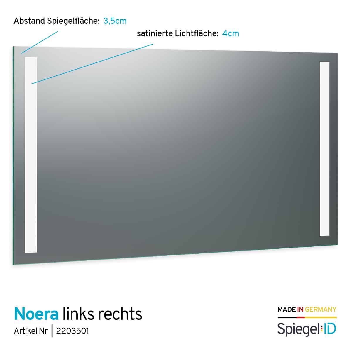 Badezimmerspiegel inklusive LED Beleuchtung - Noera links rechts Design |  Spiegel ID